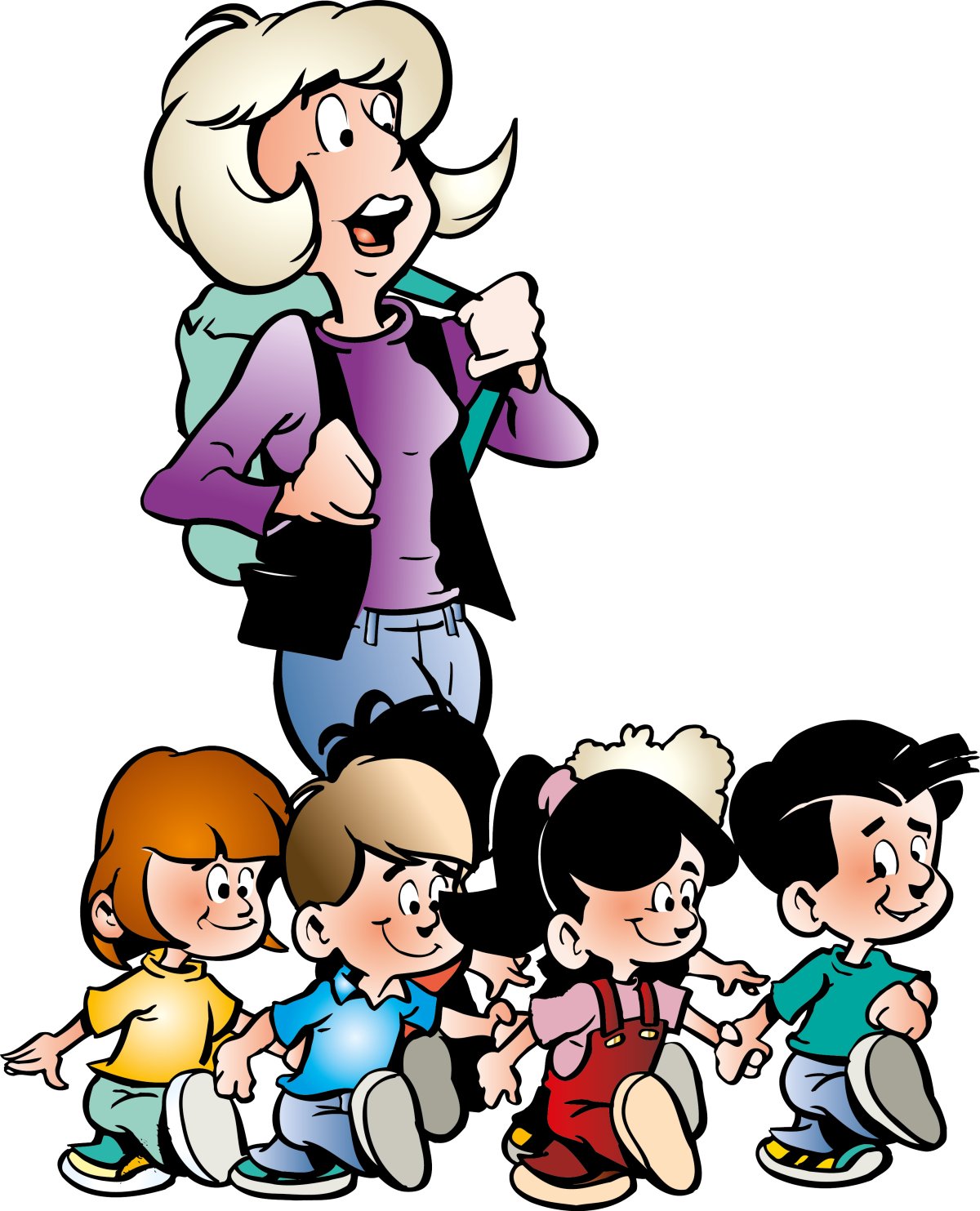 Дошкольники и воспитатель