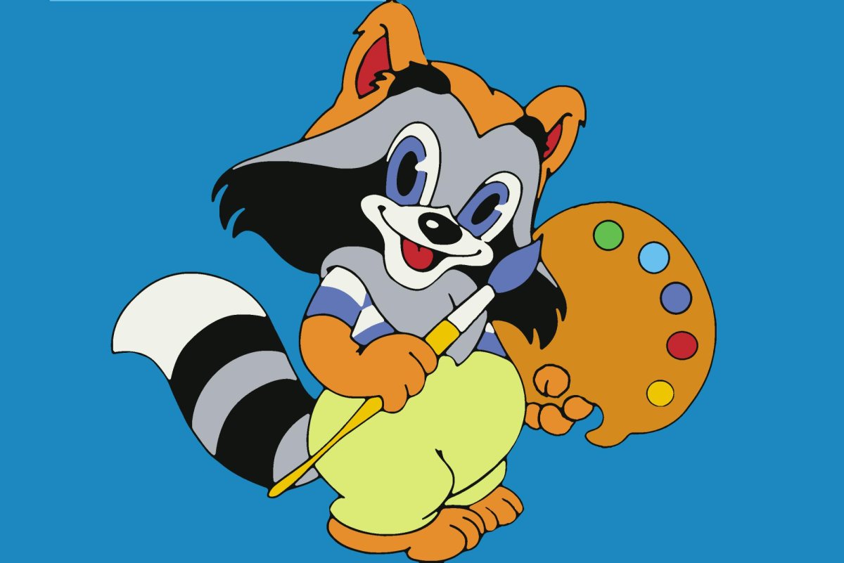 Крошка енот с красками