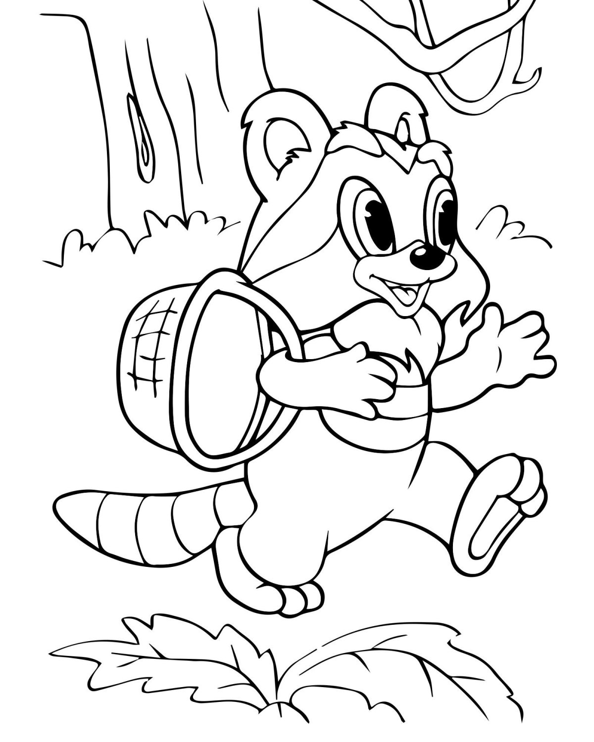 Крошка енот мультфильм раскраска