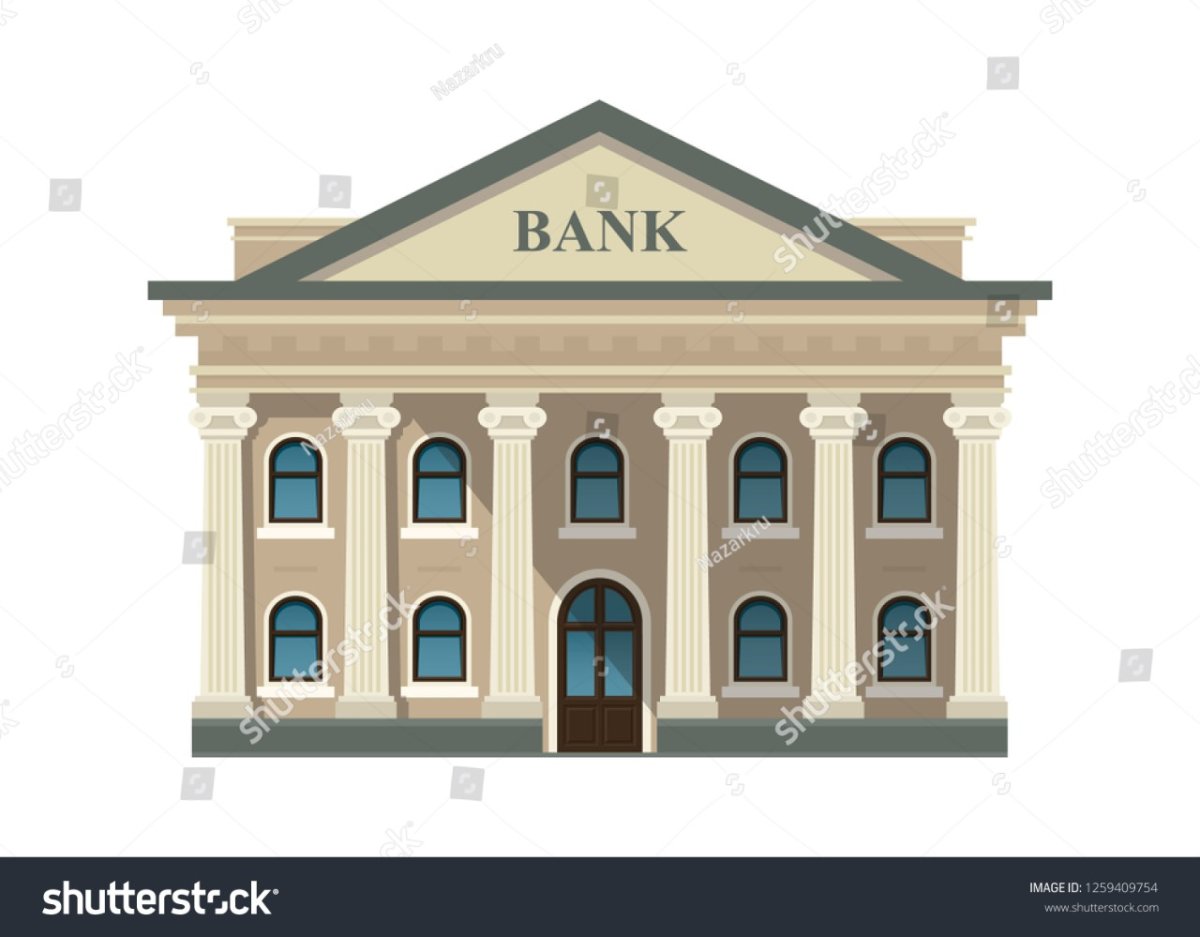 Здание банка на белом фоне