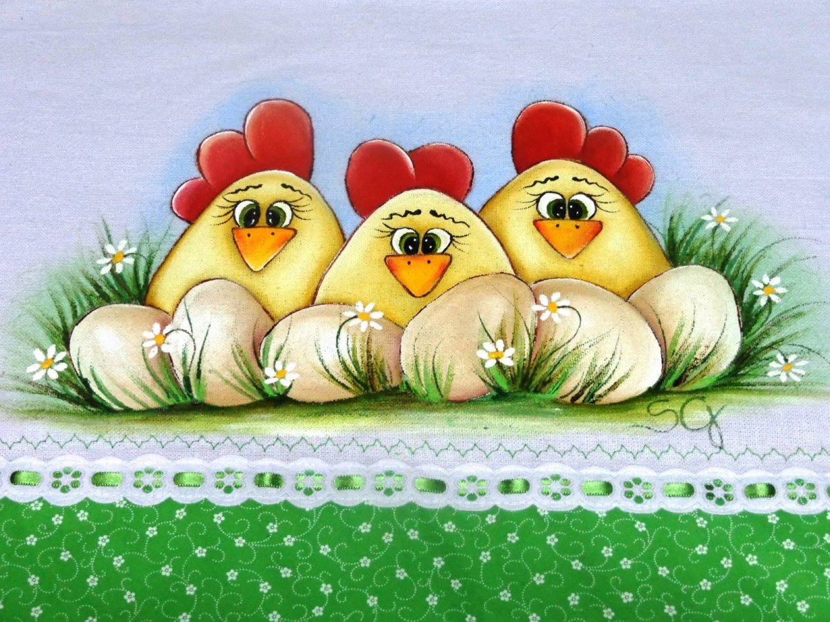 Курица с пасхальными яйцами