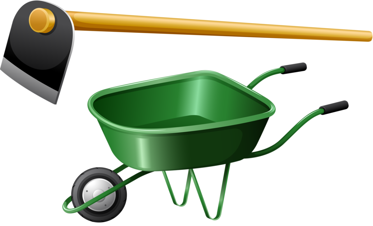 Садовый инвентарь для детей на прозрачном фоне