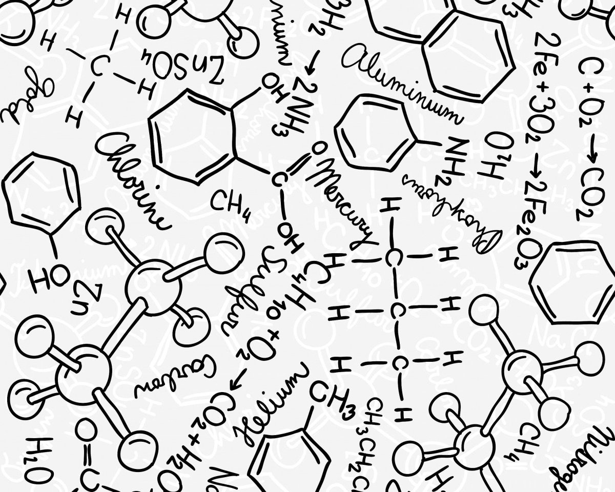Химические формулы на белом фоне