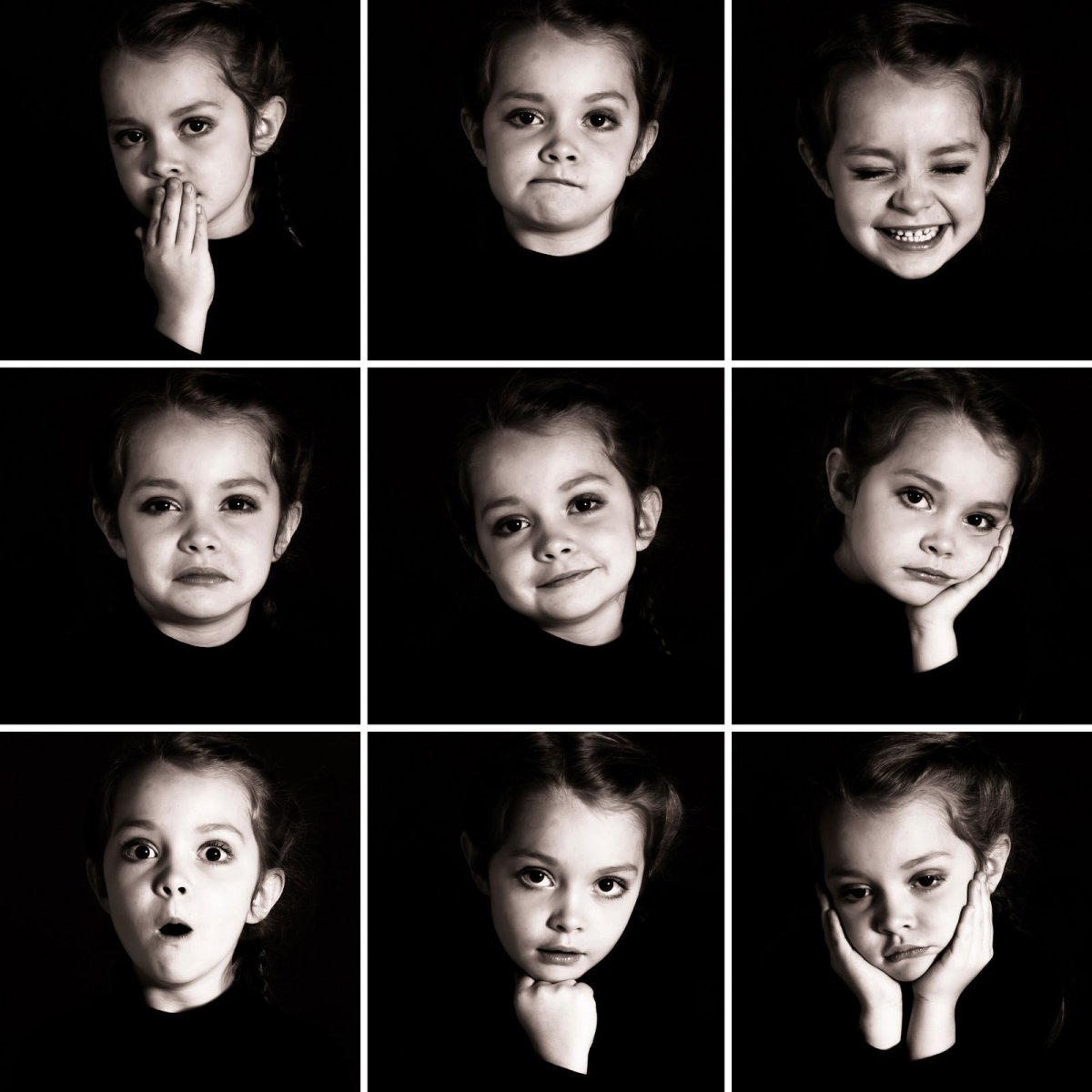 Мордочки детей черно-белые