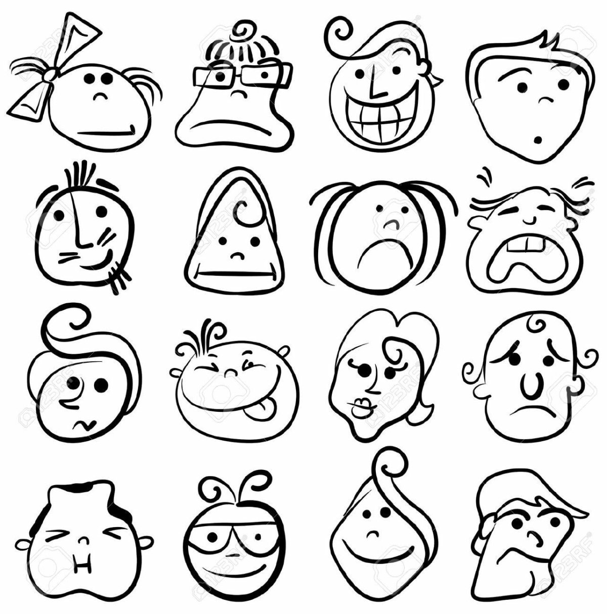 Мордочки эмоции черно белые