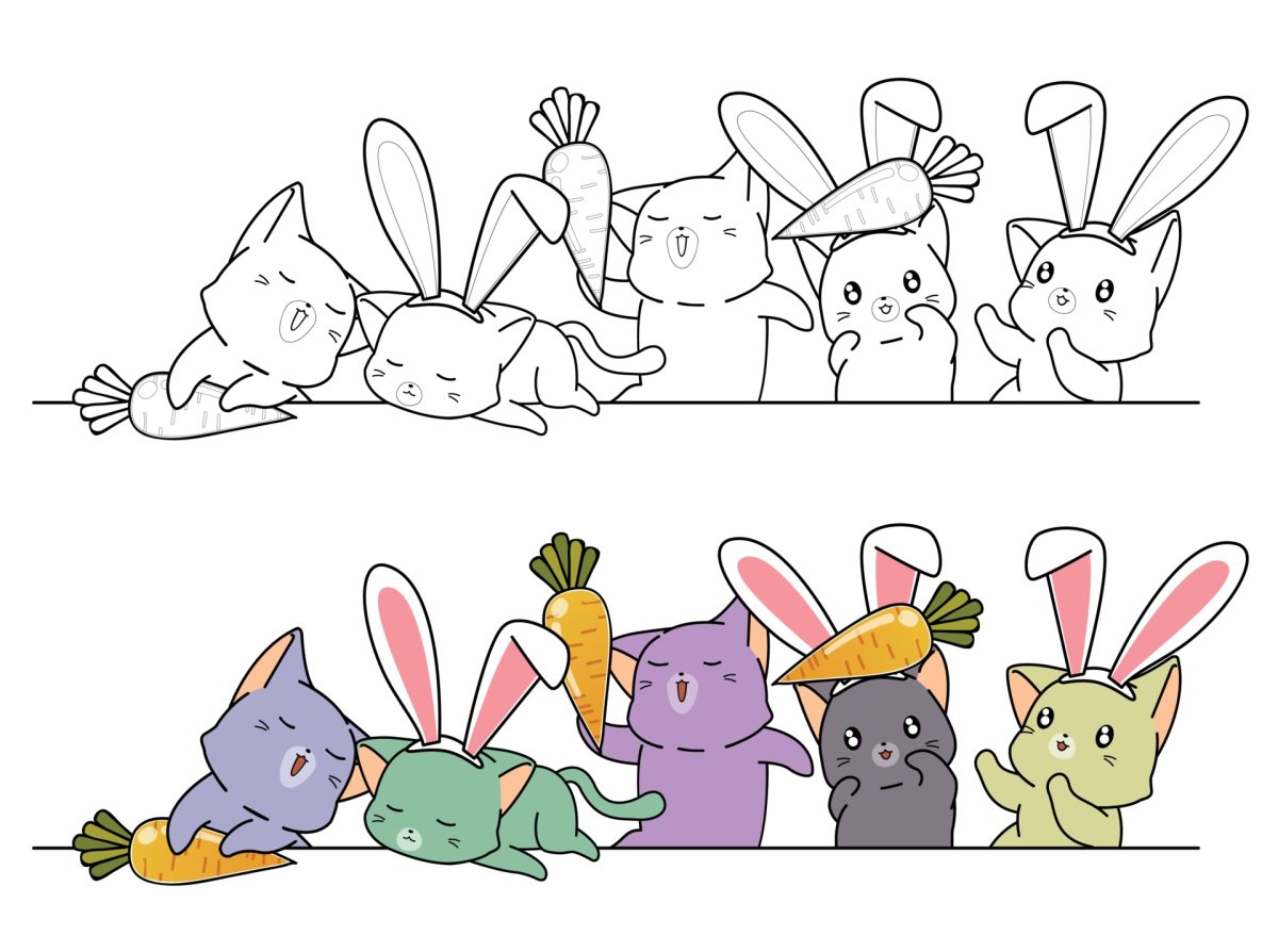 Год кролика и кота вектор