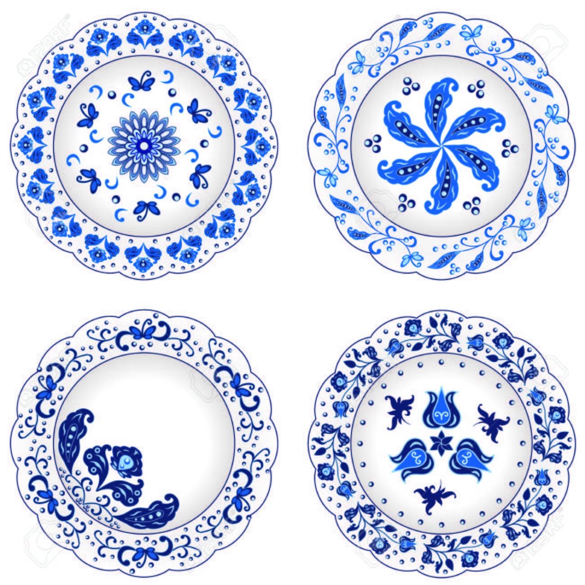 Гжель орнамент в круге