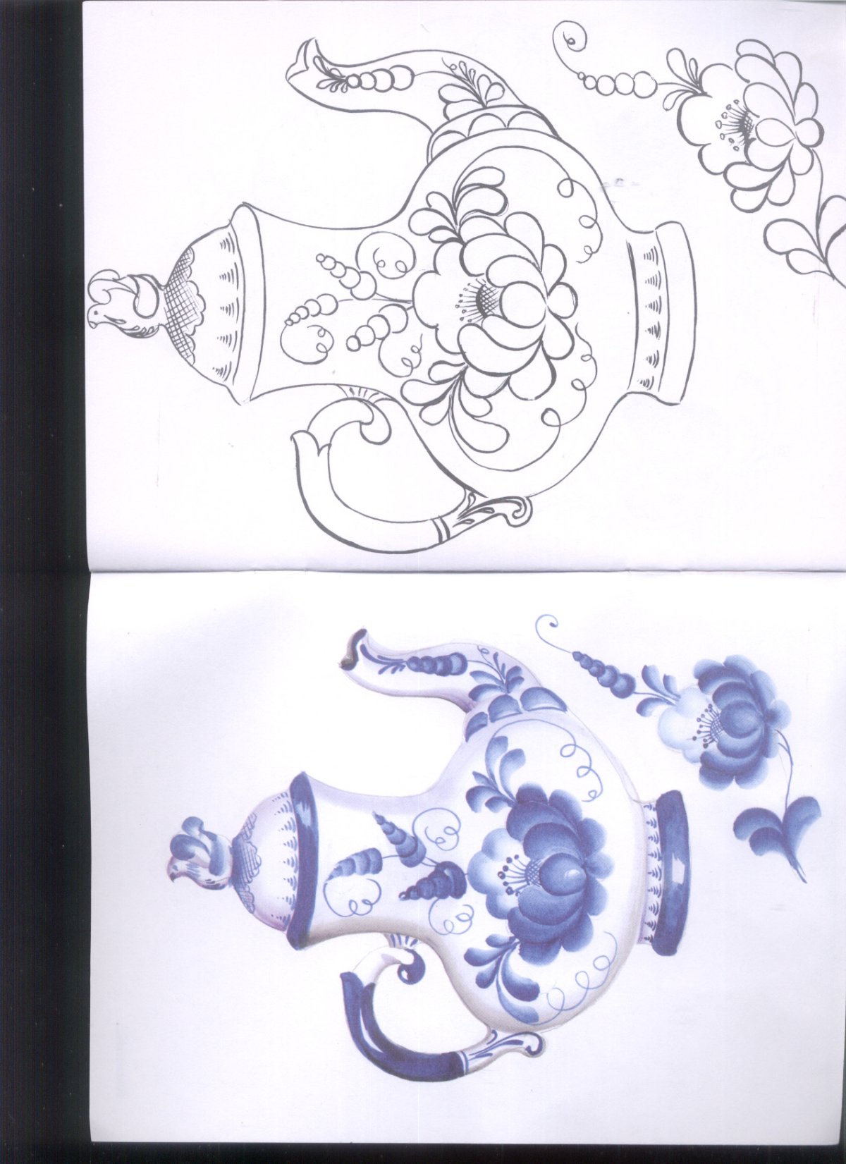 Расписной чайник Гжель