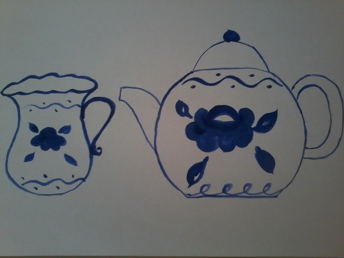Гжельская роспись 5 класс изо чайник