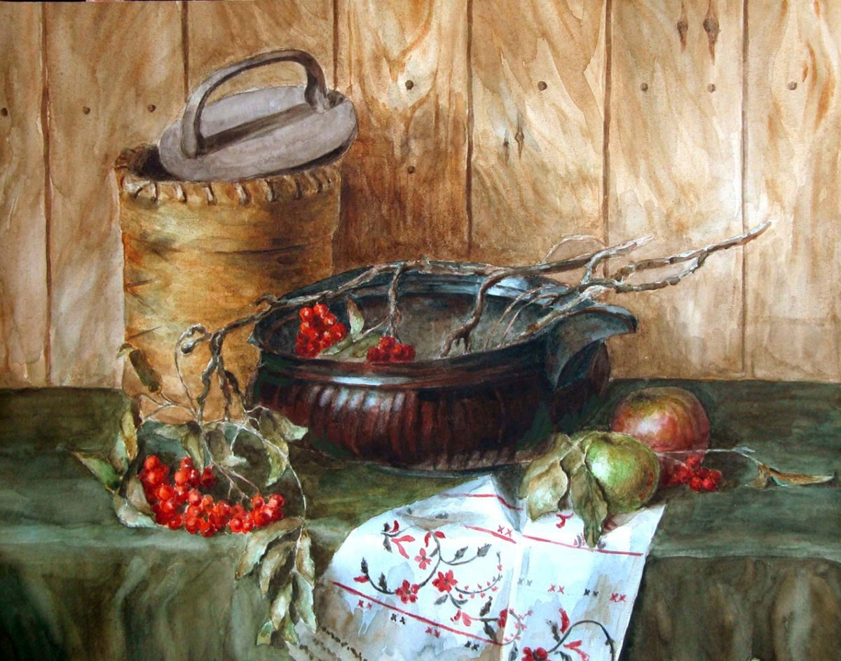 Туесок акварель