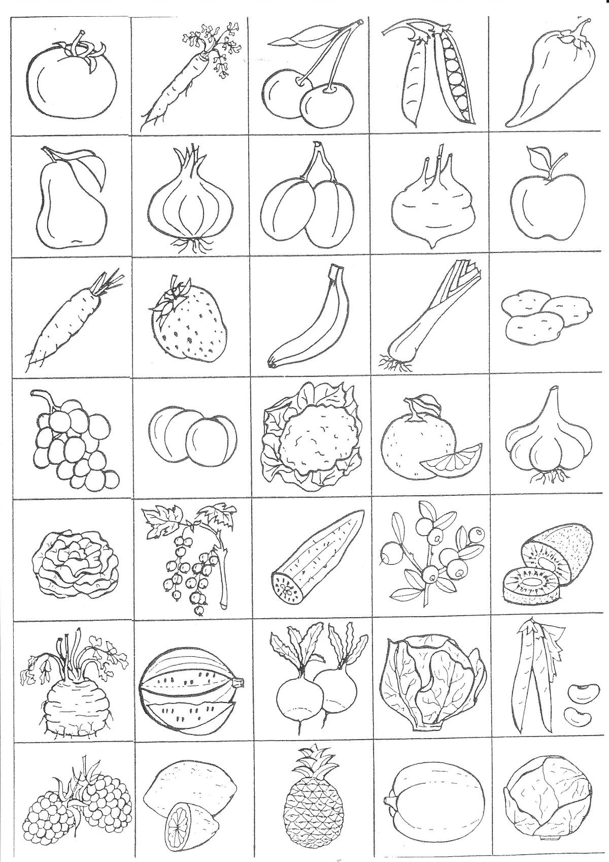 Трафареты овощей и фруктов