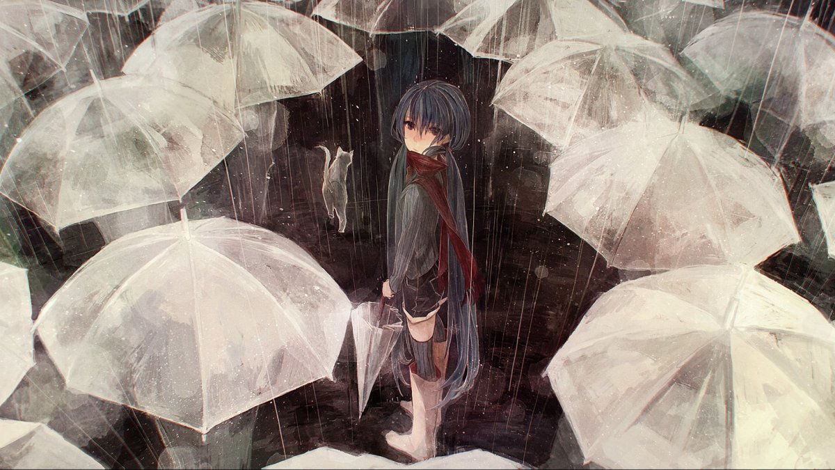 Аниме арты дождь