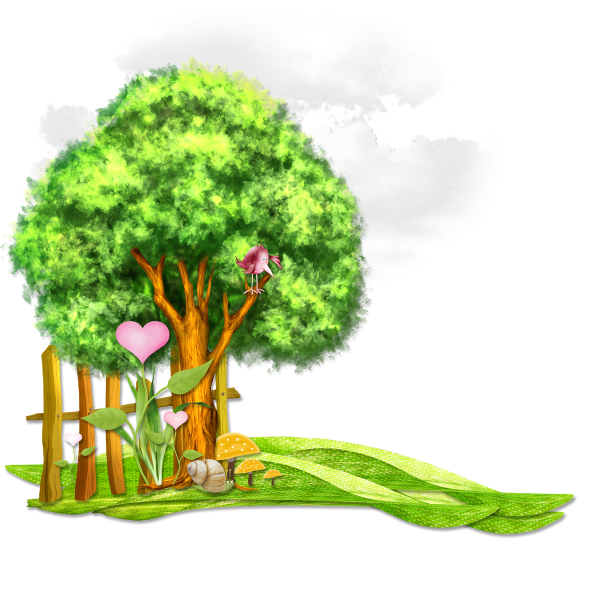 Сказочное дерево на белом фоне