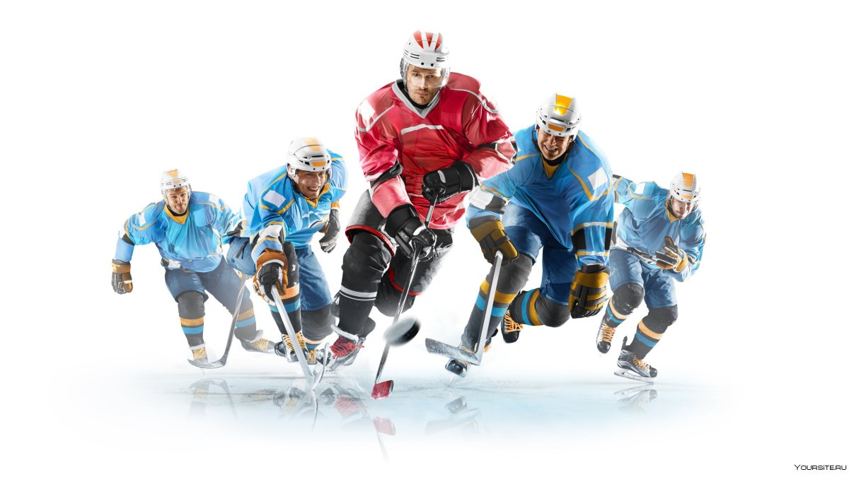 Силуэт хоккеиста разноцветный