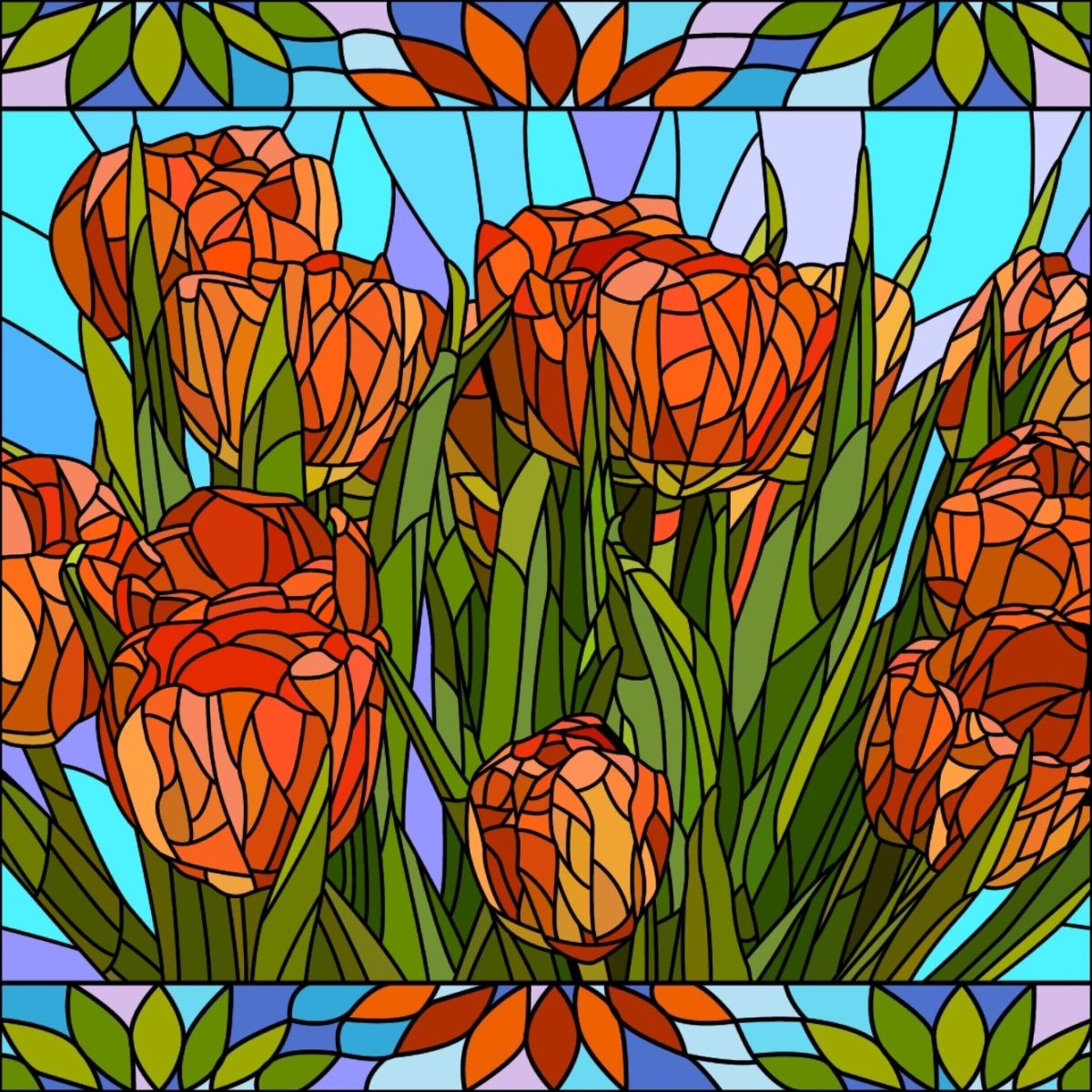 Мозаика витраж цветы