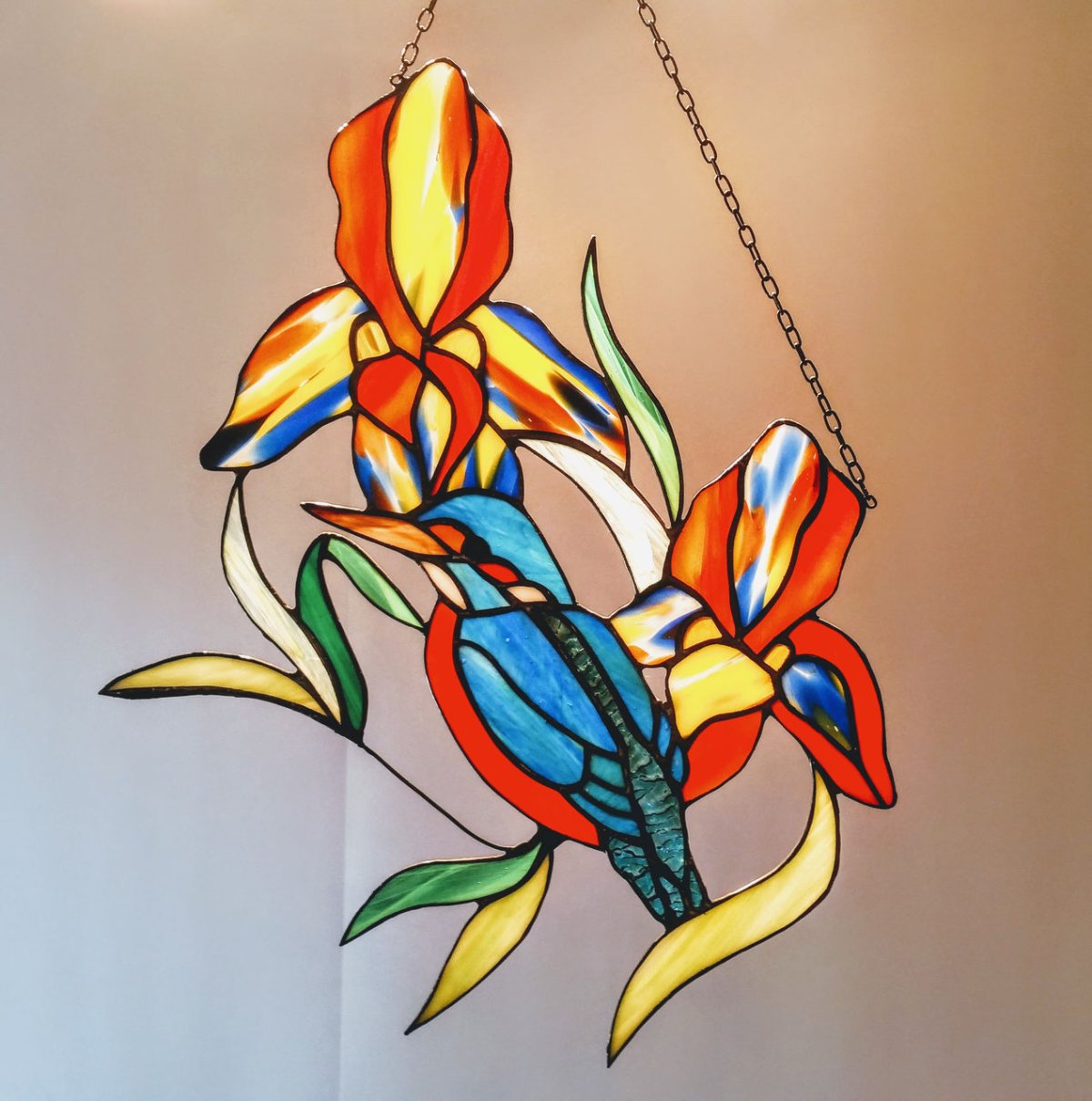 Витраж синяя птица