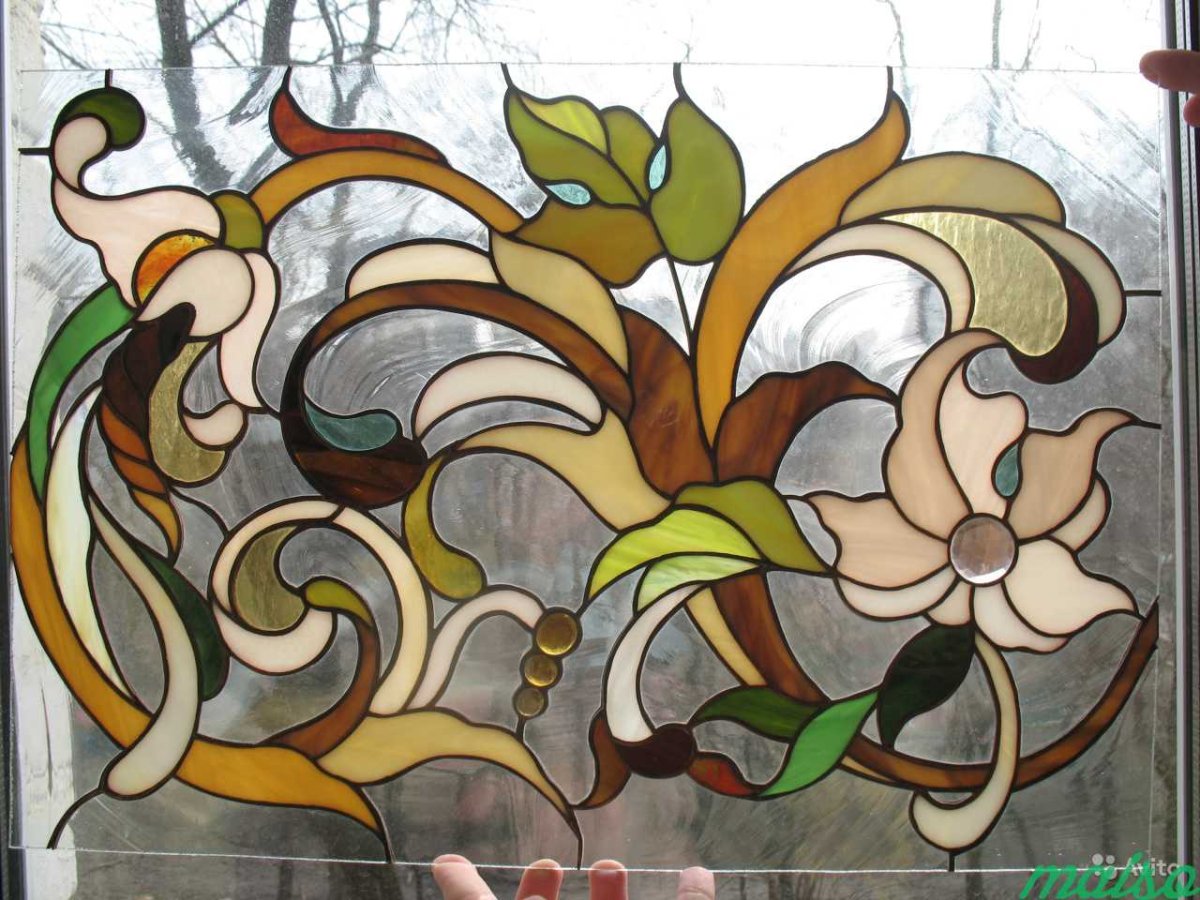 Витраж растительный орнамент