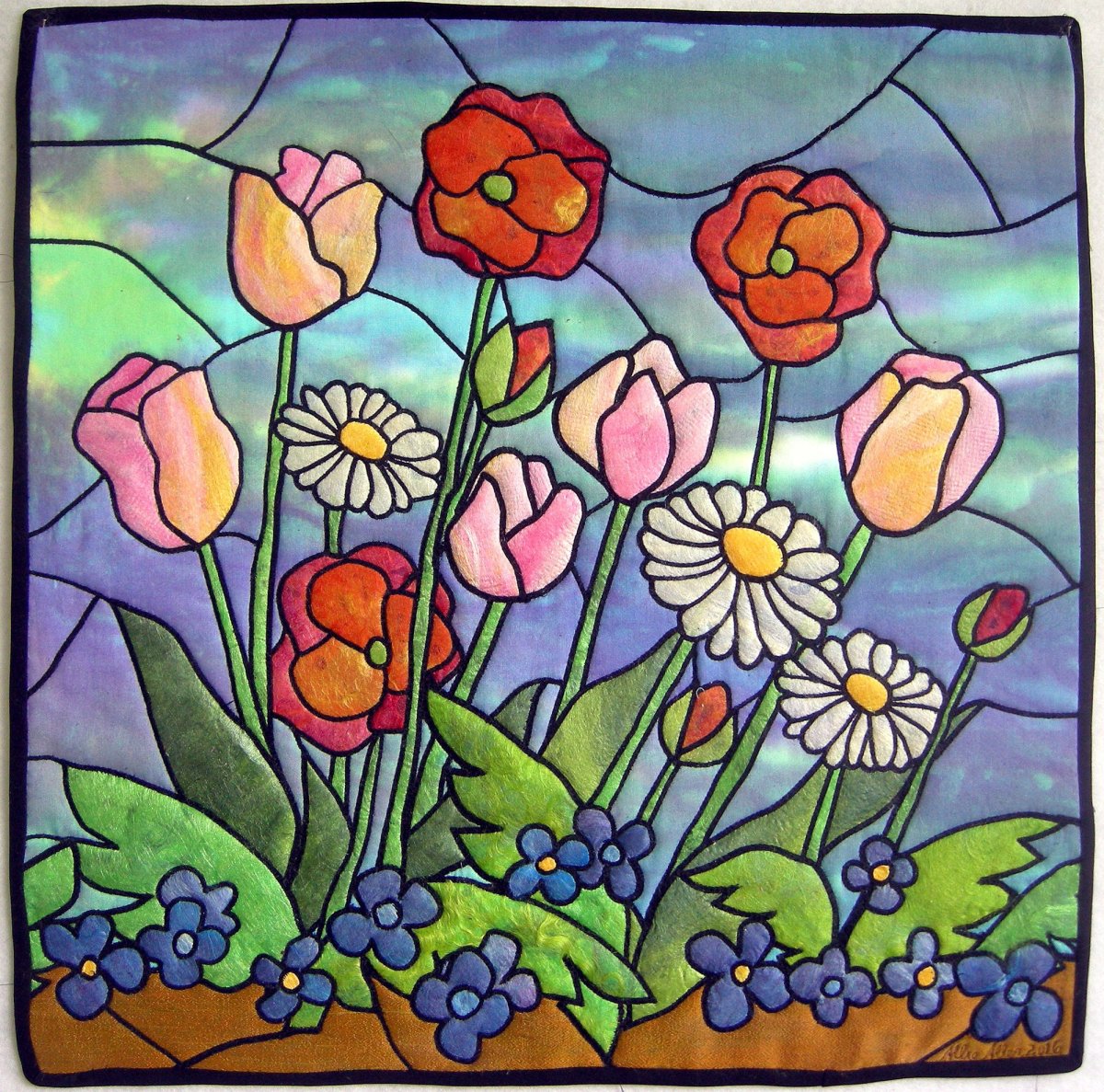 Витраж детский цветы