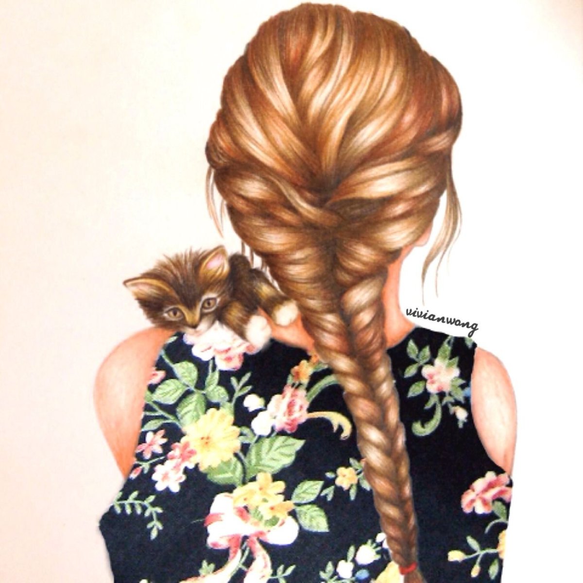 Девушка со спины рисунок