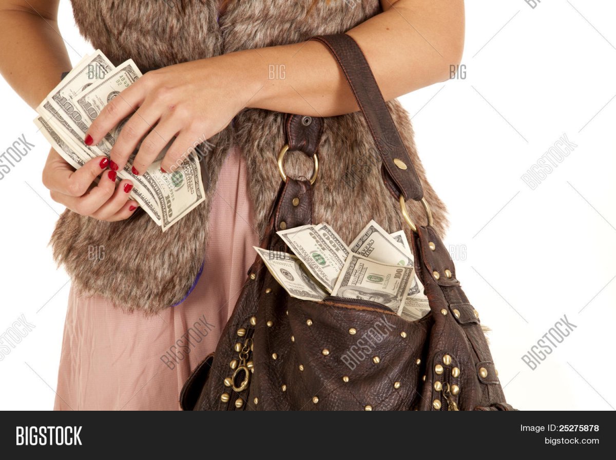 Девушка с сумкой денег