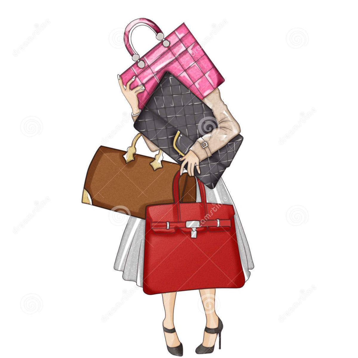 Девушка сумки иллюстрация