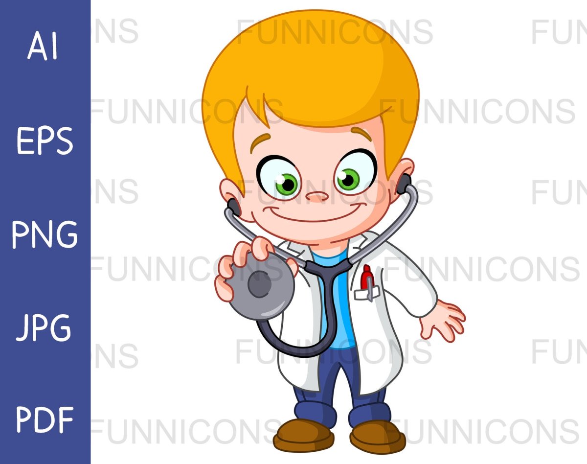 Мультяшный доктор с детьми