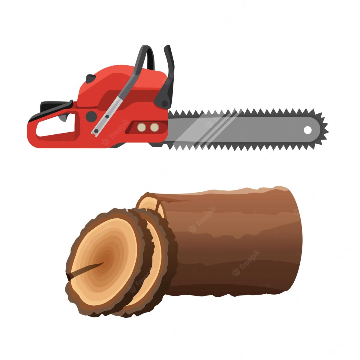 Бензопила на белом фоне для видеомонтажа