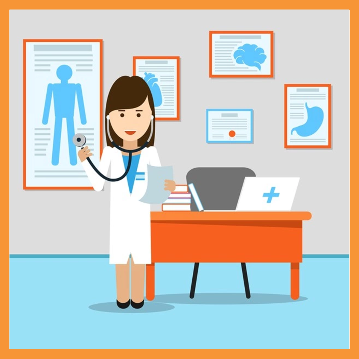 Доктор за столом векторные иллюстрации