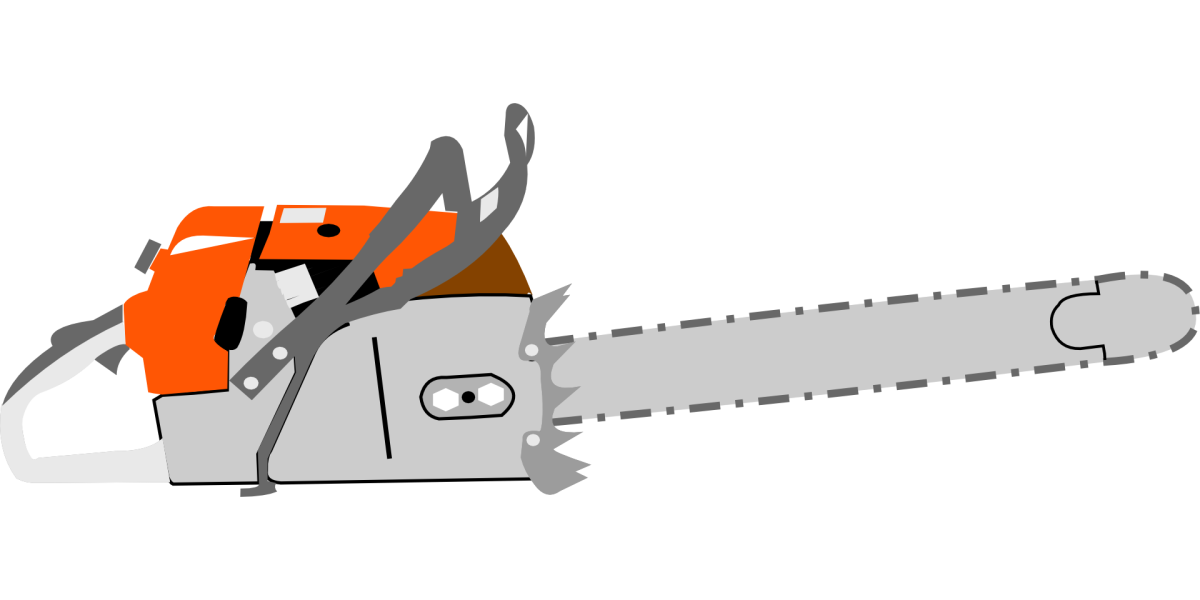 Бензопила с прозрачным фоном вид сбоку