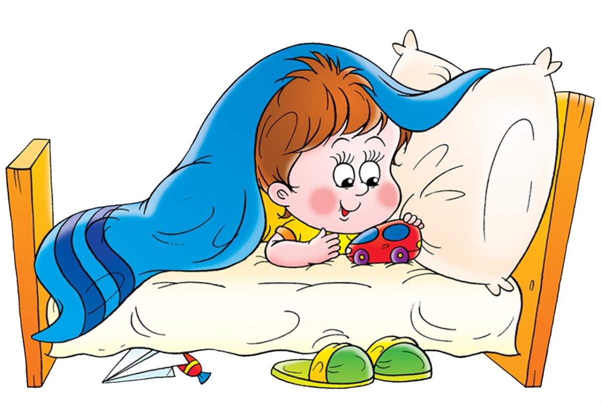 В кроватке мультяшка