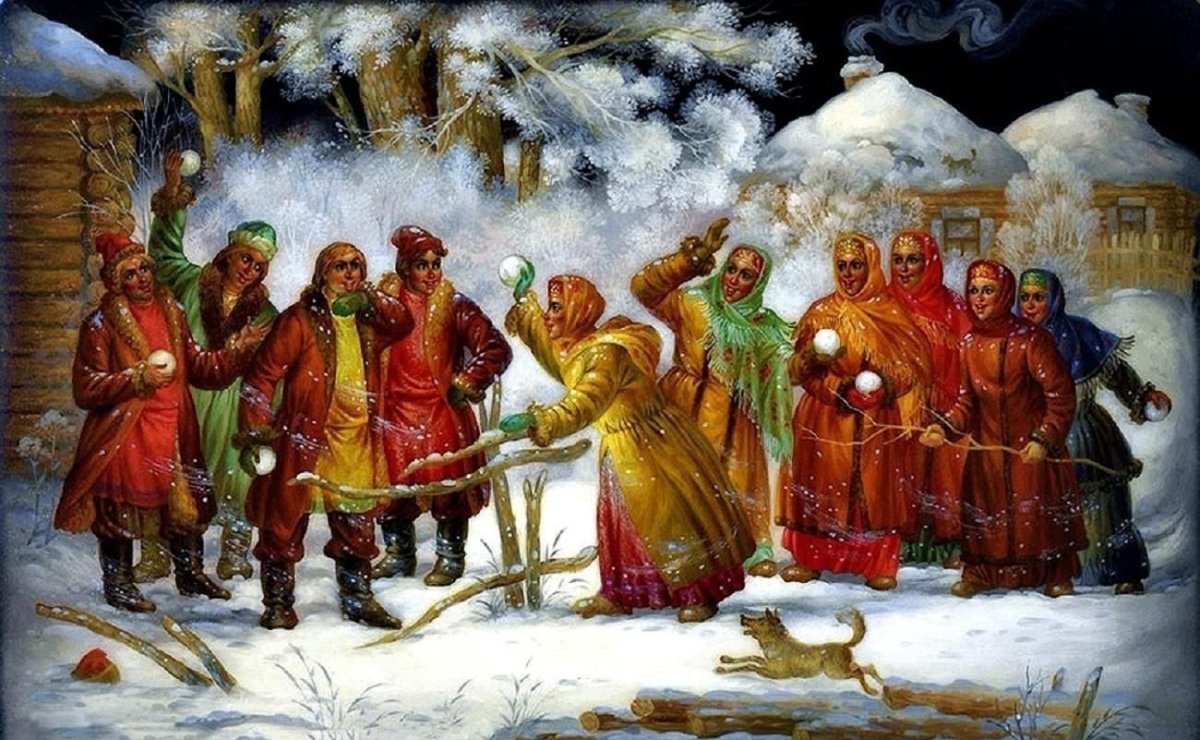 Федоскинская миниатюра Масленица