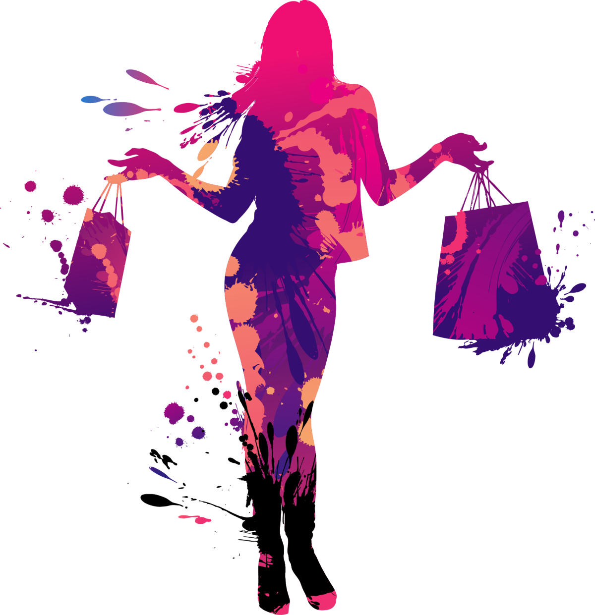 Нарисованная девушка с сумкой