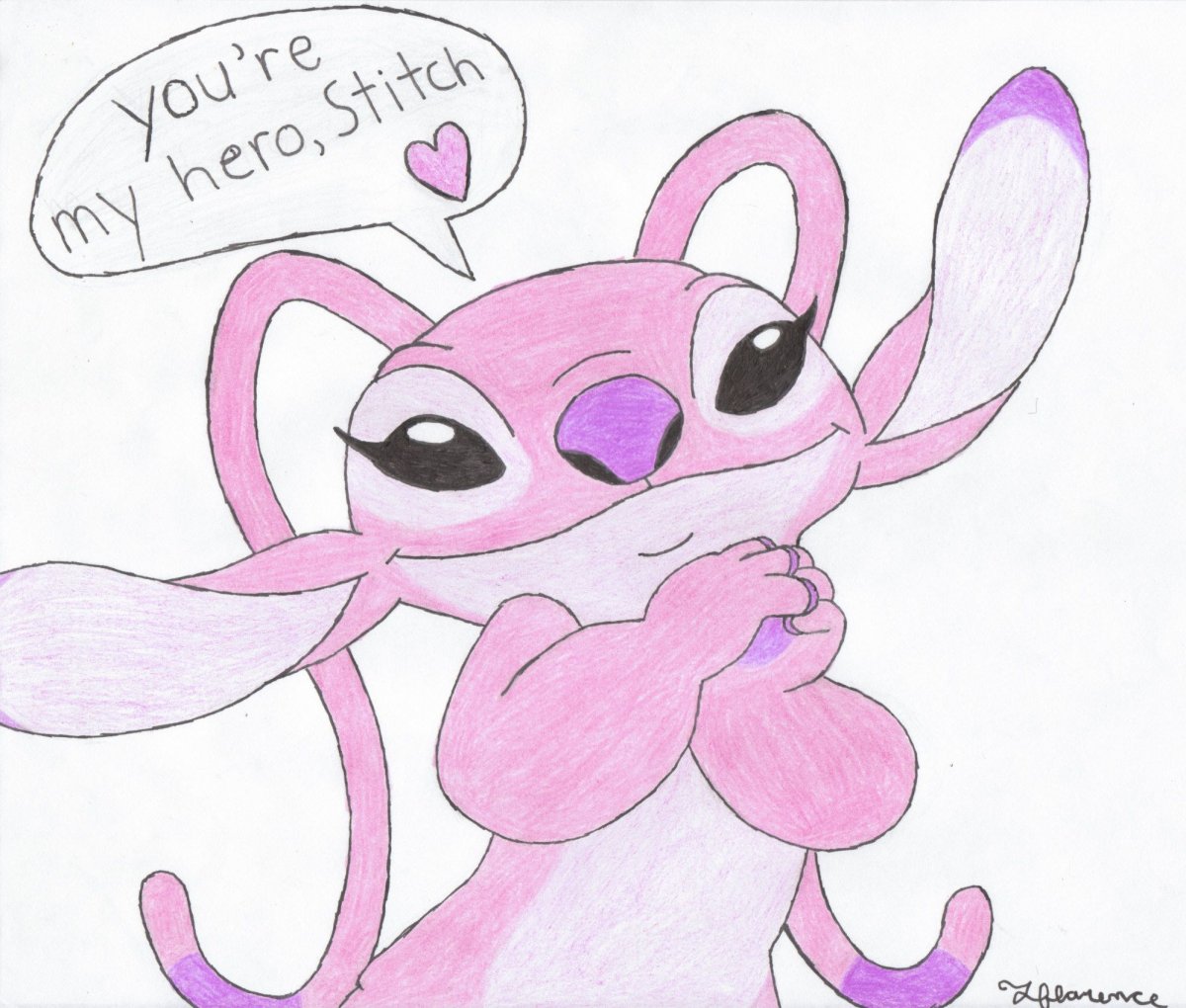 Рисунки для срисовки лёгкие Стич розовый