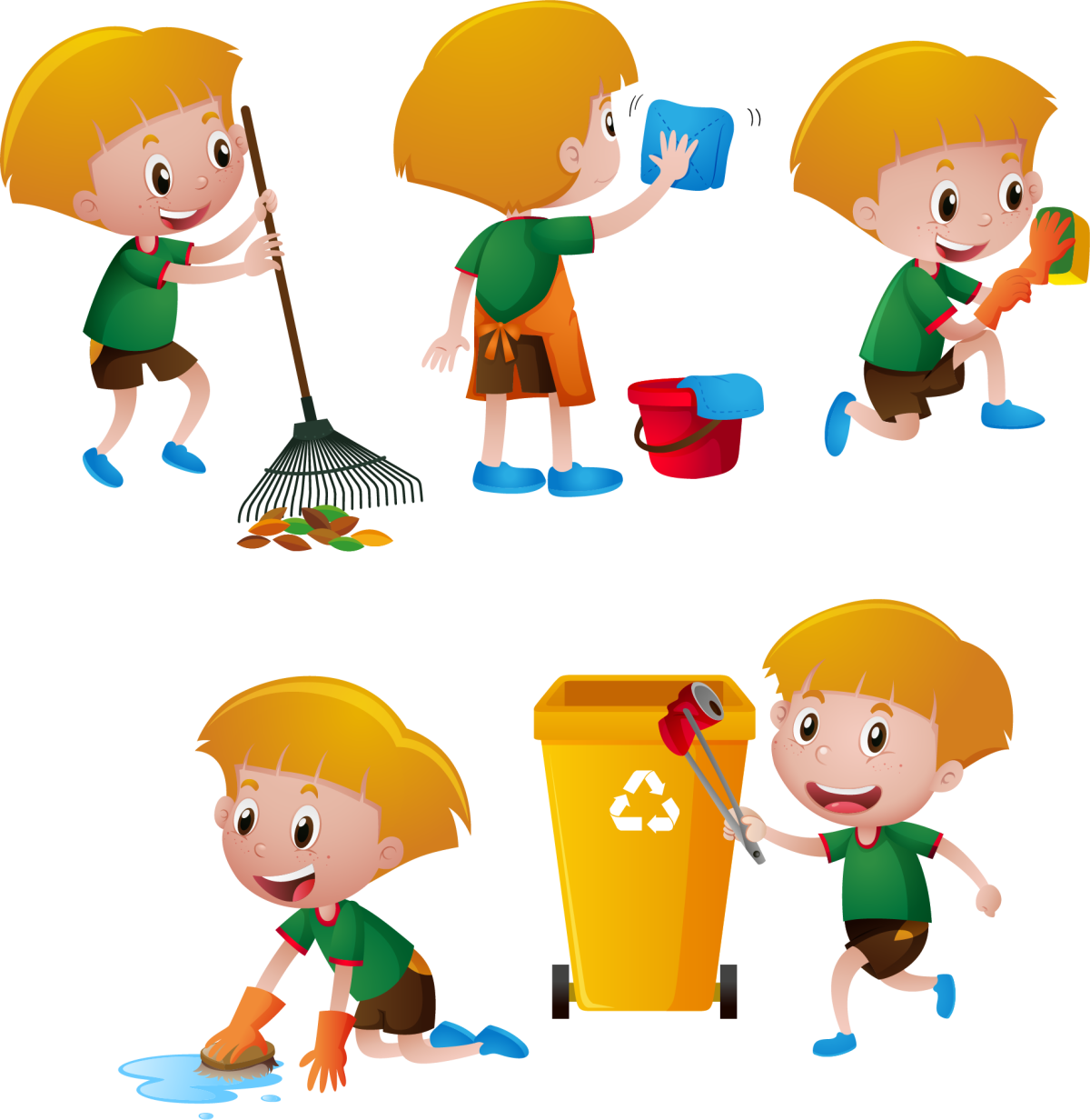 Дети убираются мультяшные