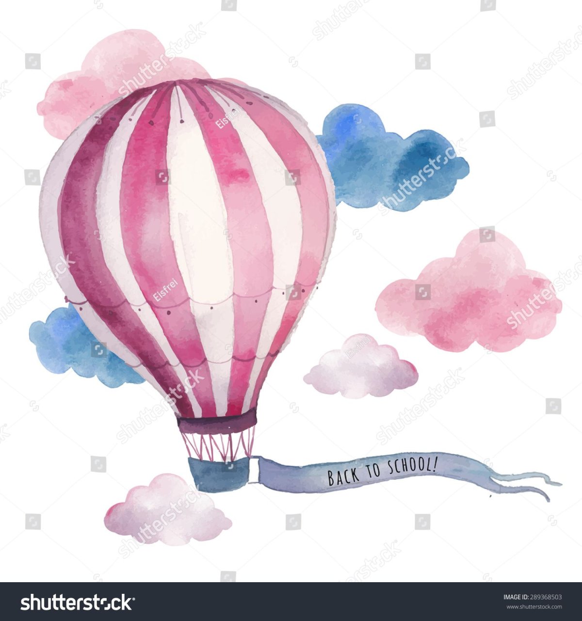 Розовый воздушный шар акварельный