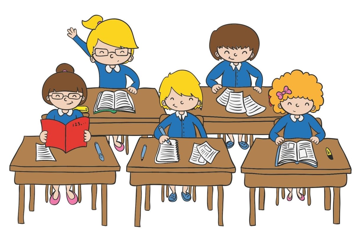 Ученики за партой мультяшные