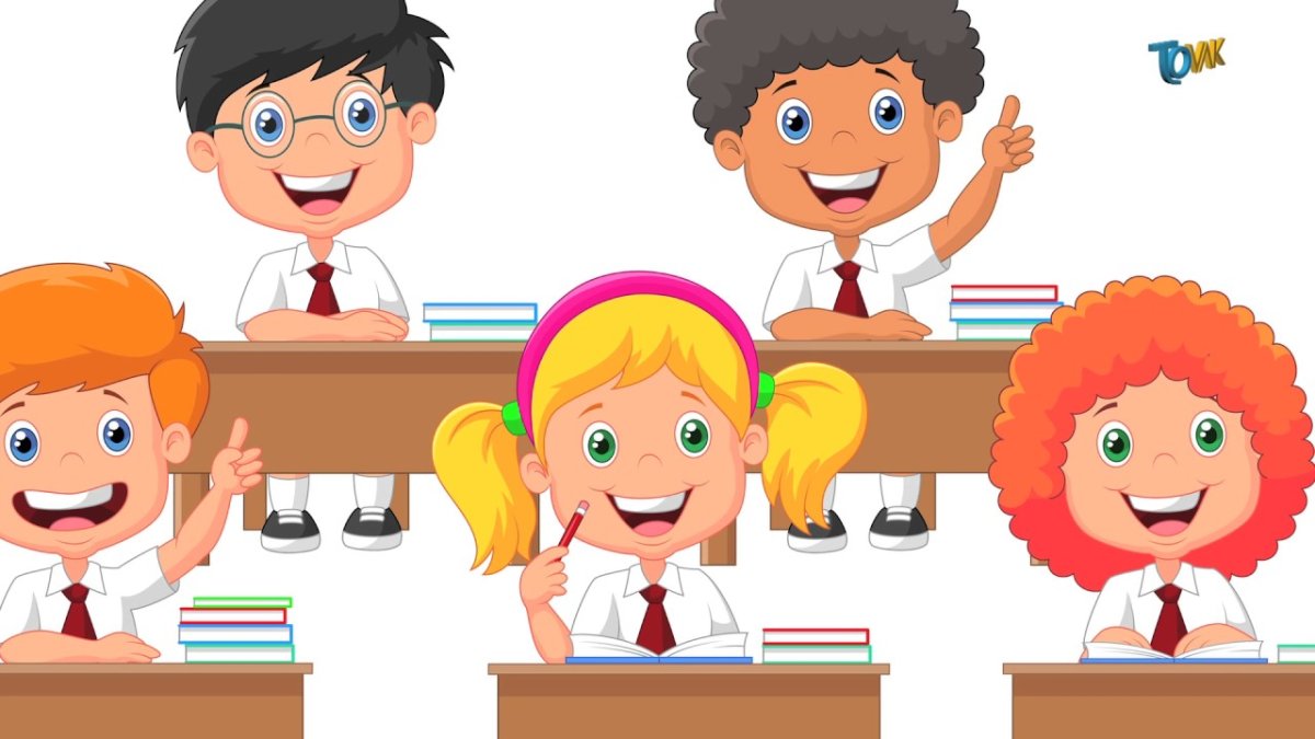 Ученики за партой мультяшные