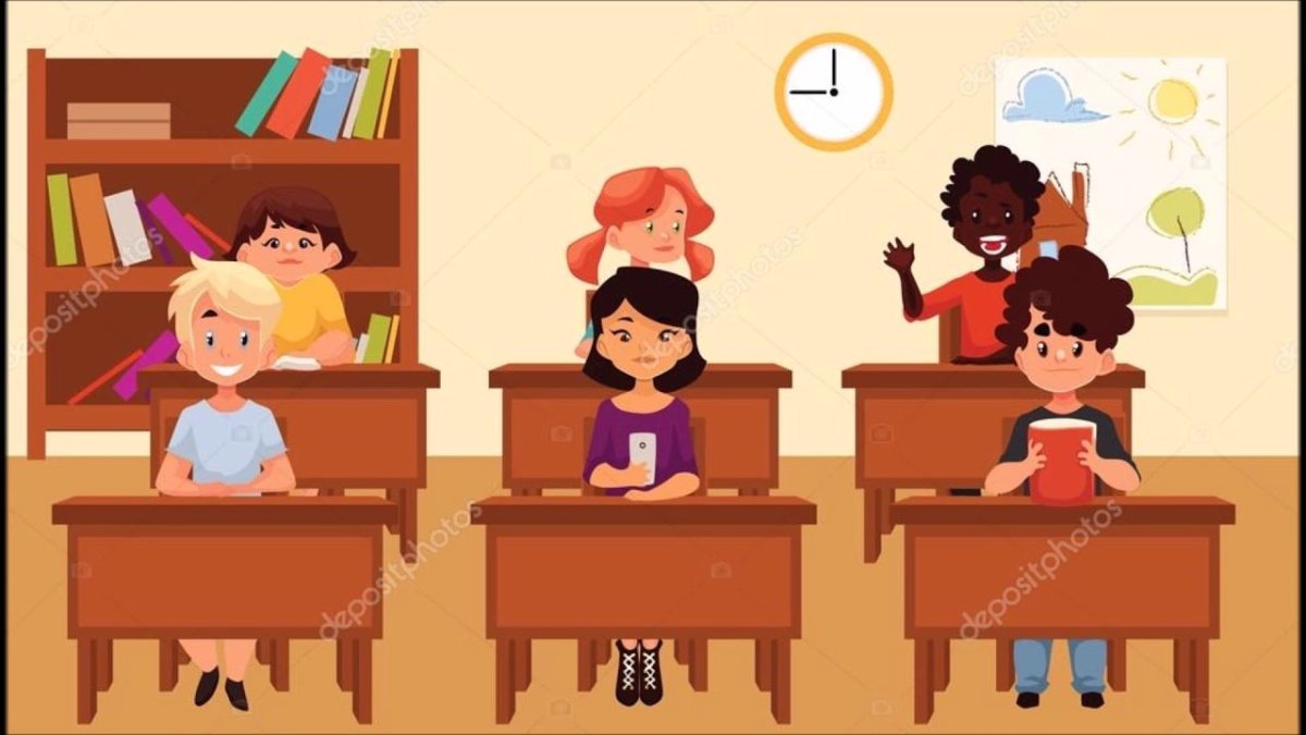 Школа с партами мультяшная