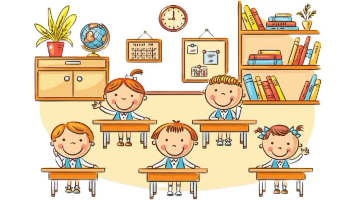 Школа с партами мультяшная