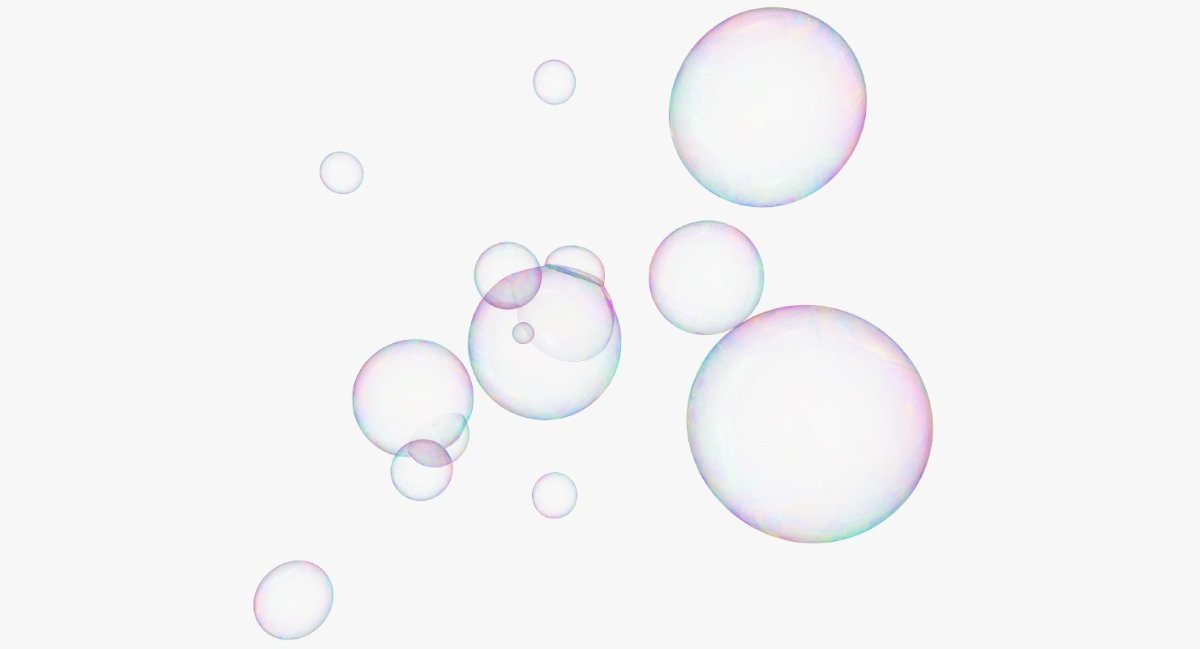 Мыльные пузыри на белом фоне