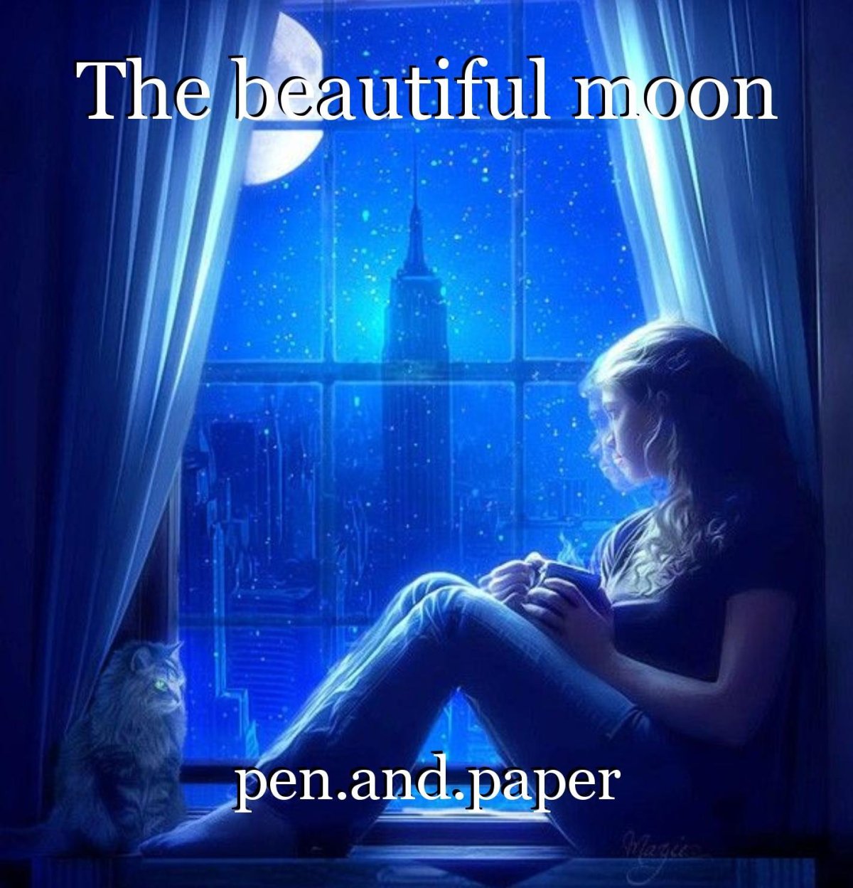 Девушка ночью у окна