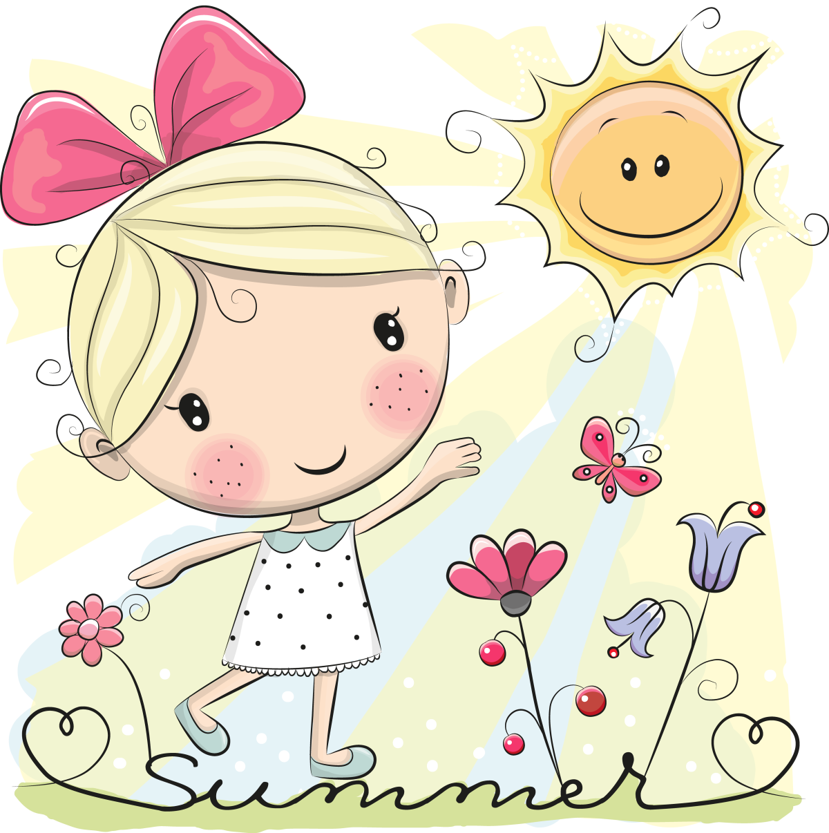 Мультяшные девочки с бантиками