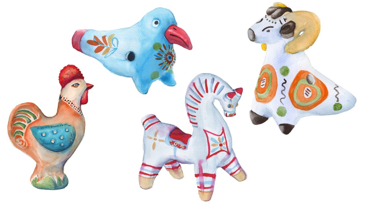 Коза свистулька глиняная Ковровская