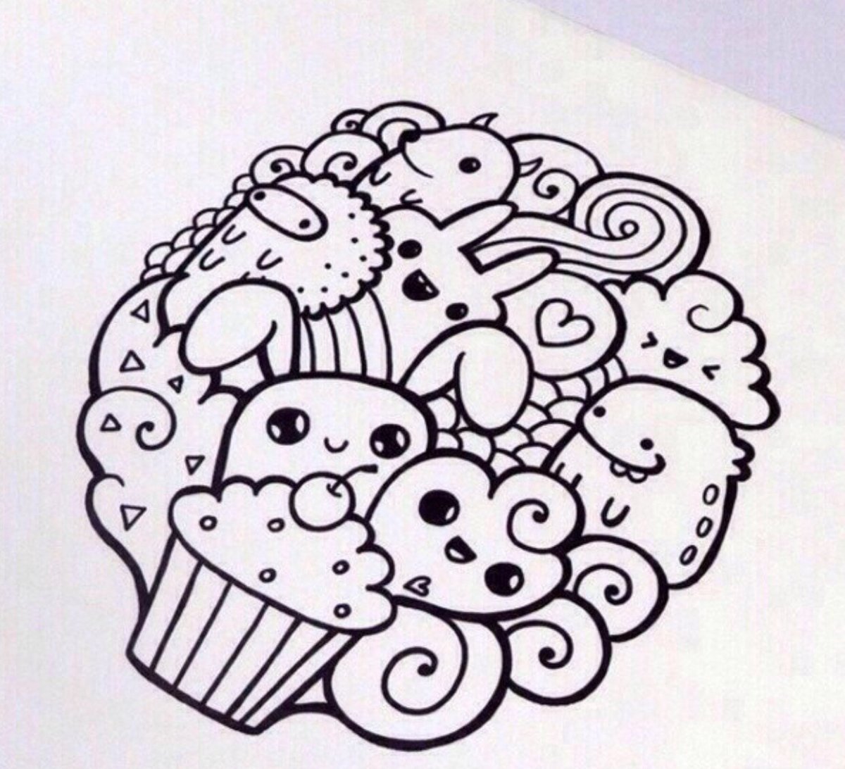 Кавайные наклейки черно белые