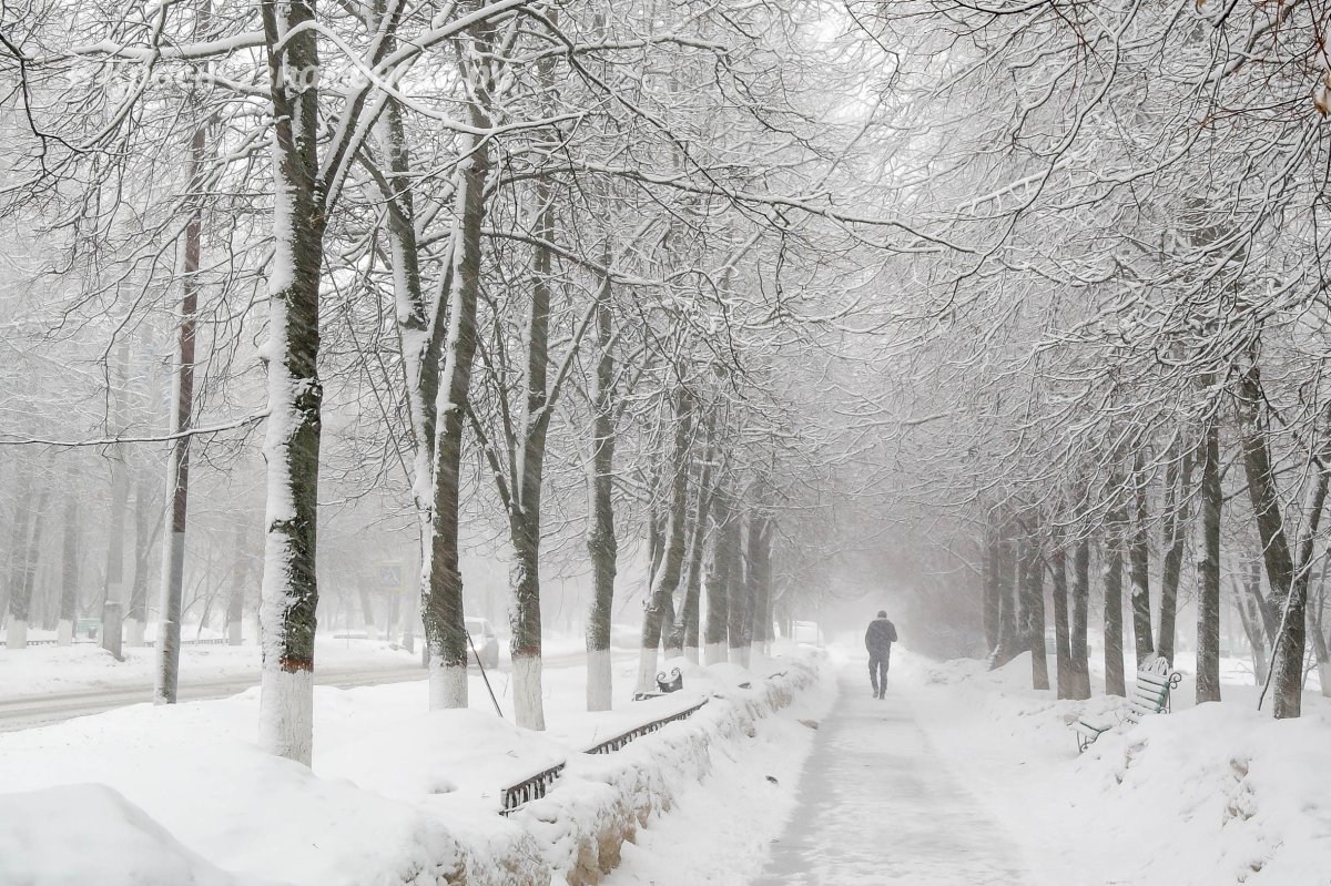 Зимняя Казань снегопад