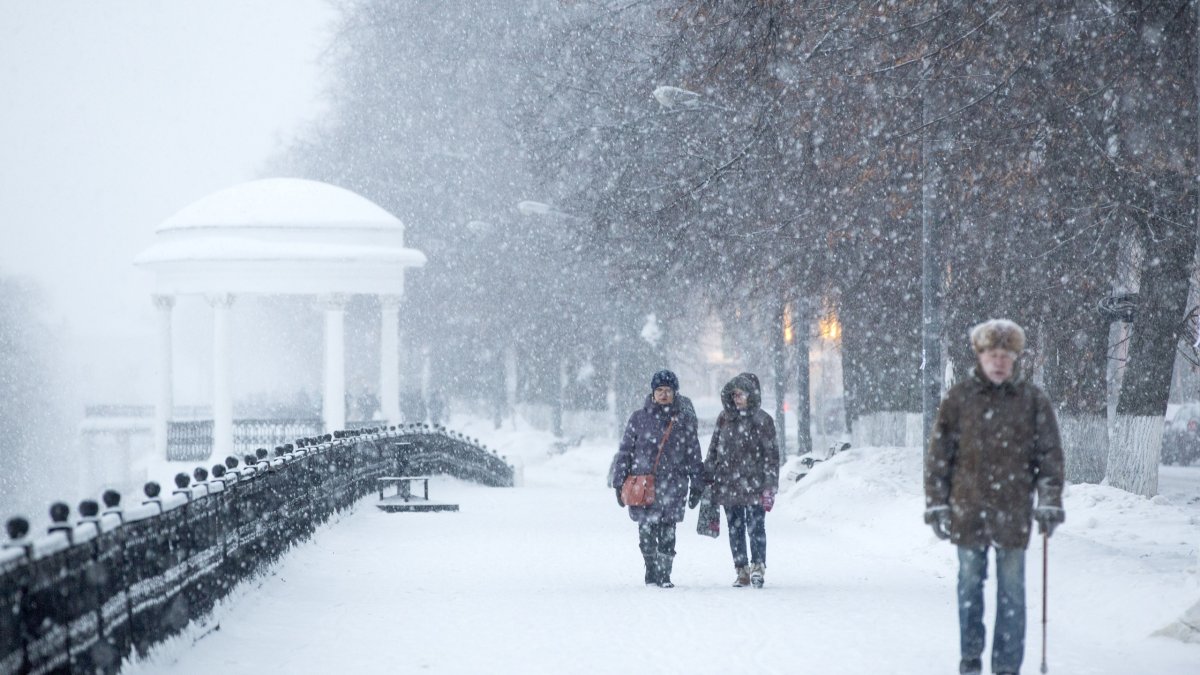 Сильная метель в Москве