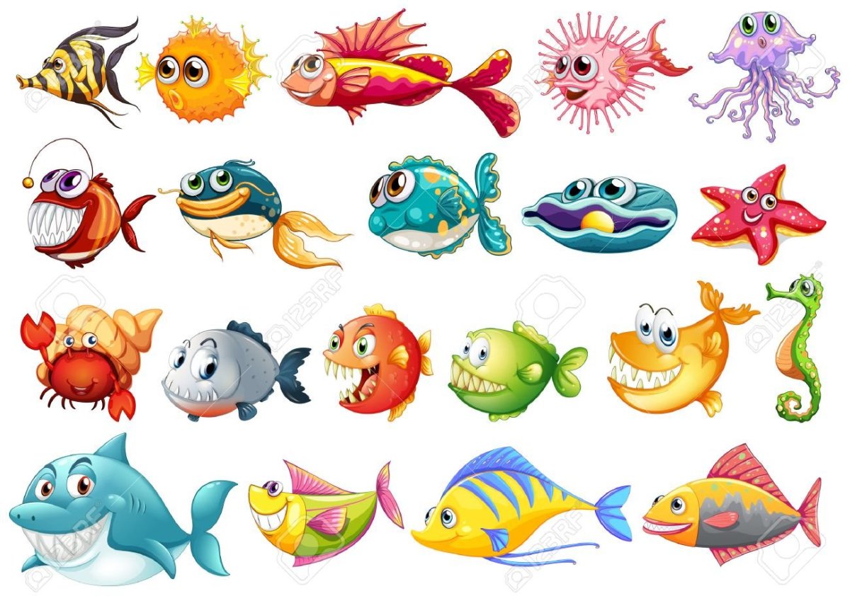 Яркие морские рыбки мультяшные