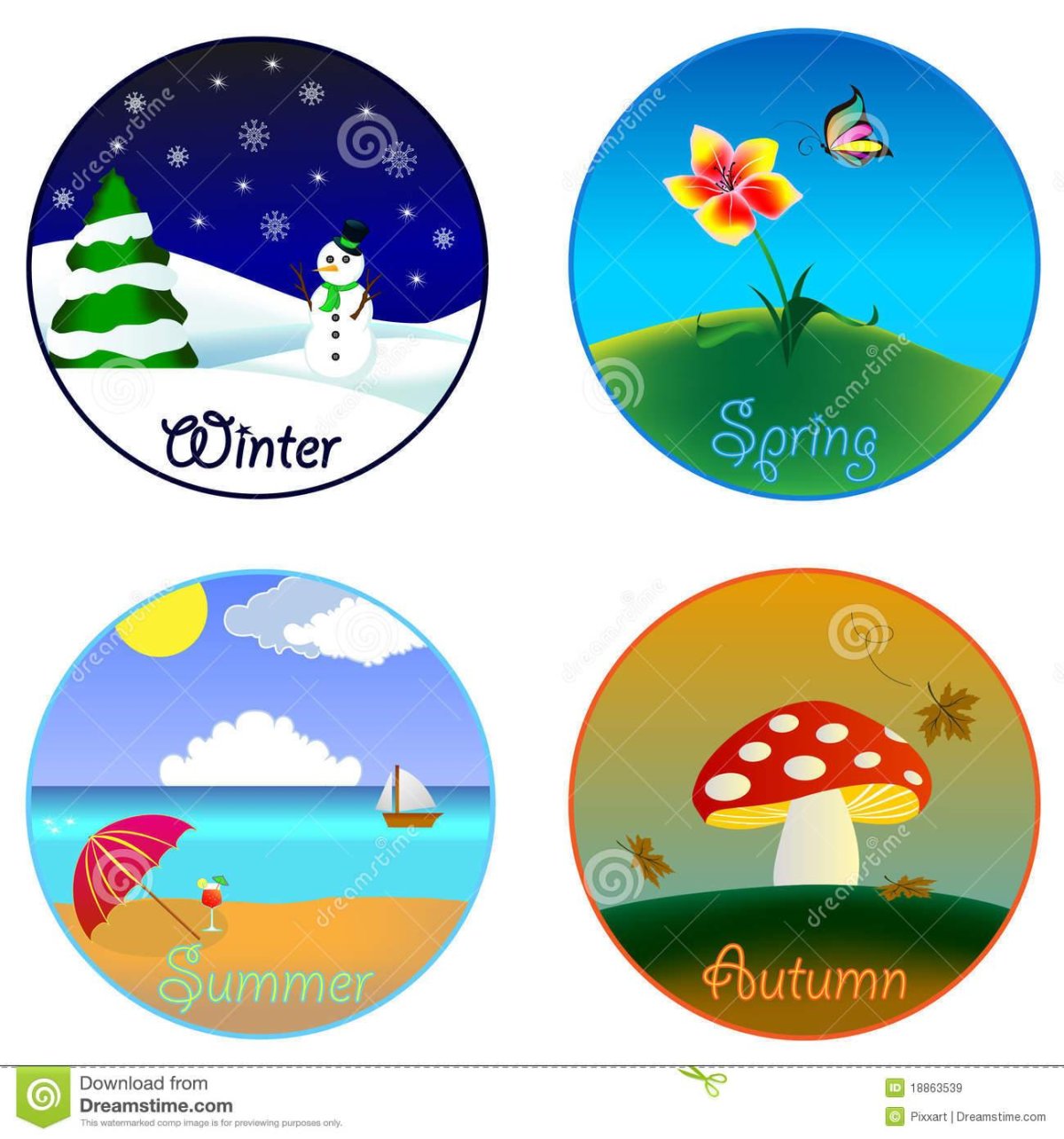 Времена года значки