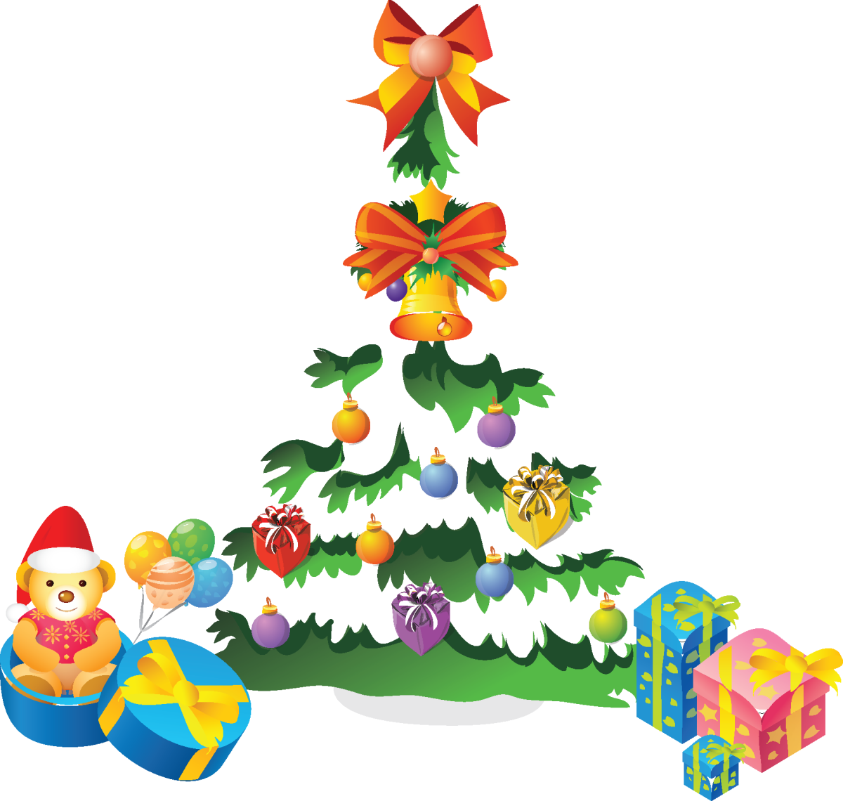 Новогодняя елка с детьми вектор