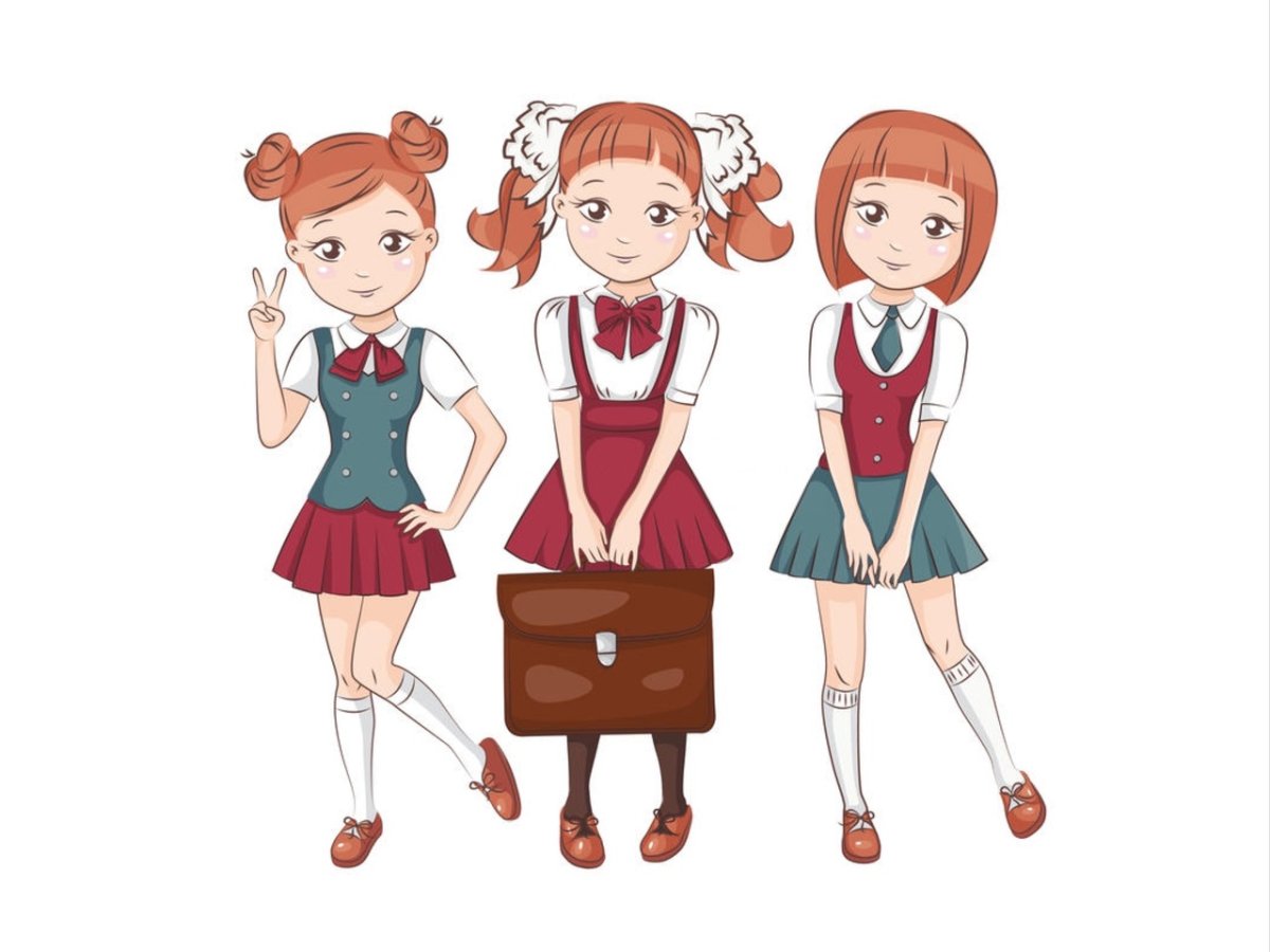 Школьная форма мультяшные девочки